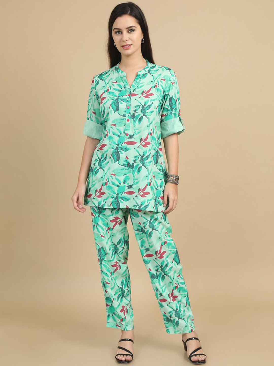 Marcia Floarl Printed Tunic With Trousers Co-Ords