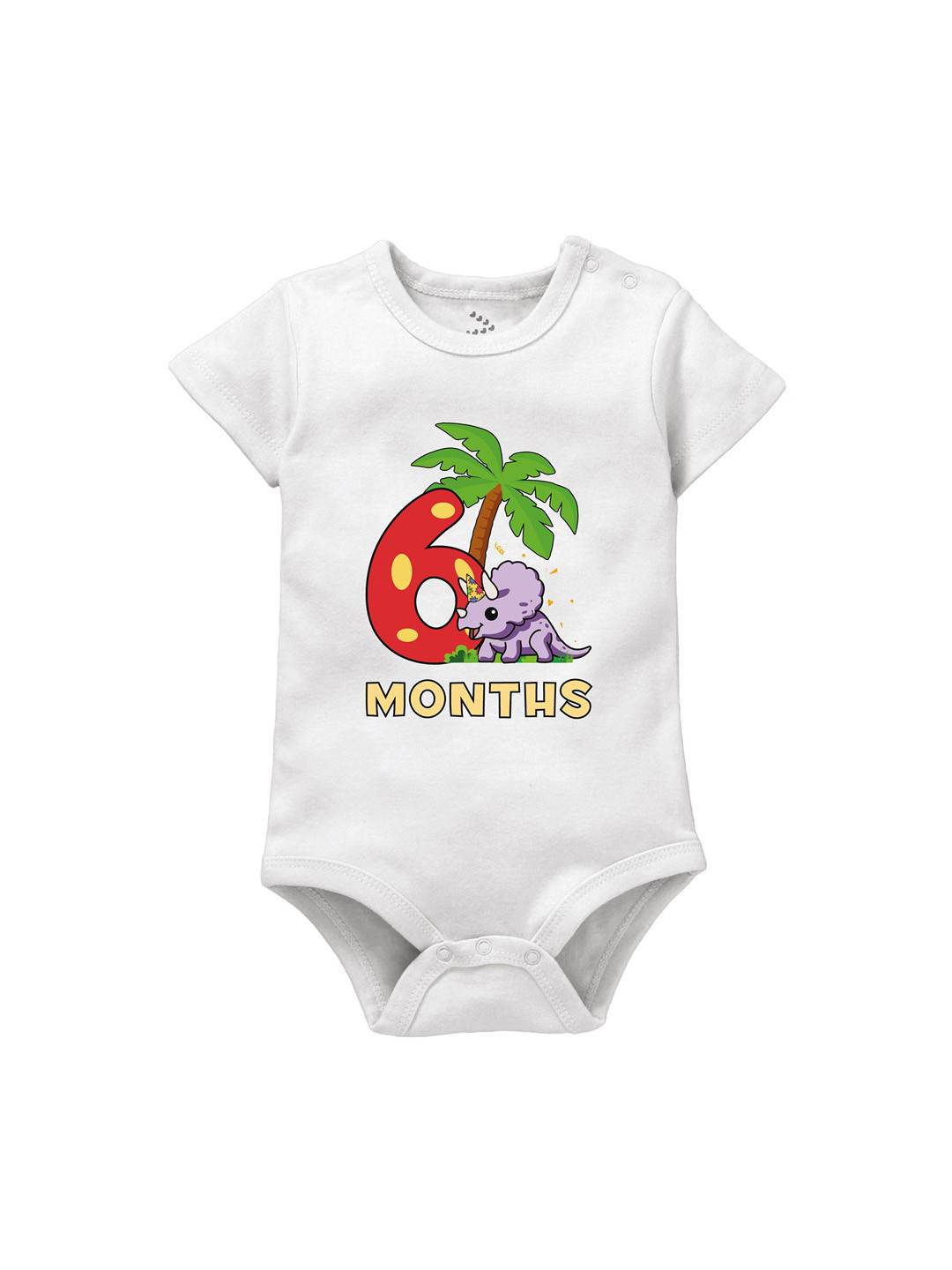 Zeezeezoo Infants 6 Months Birthday Dinosaur Printed Cotton Bodysuit