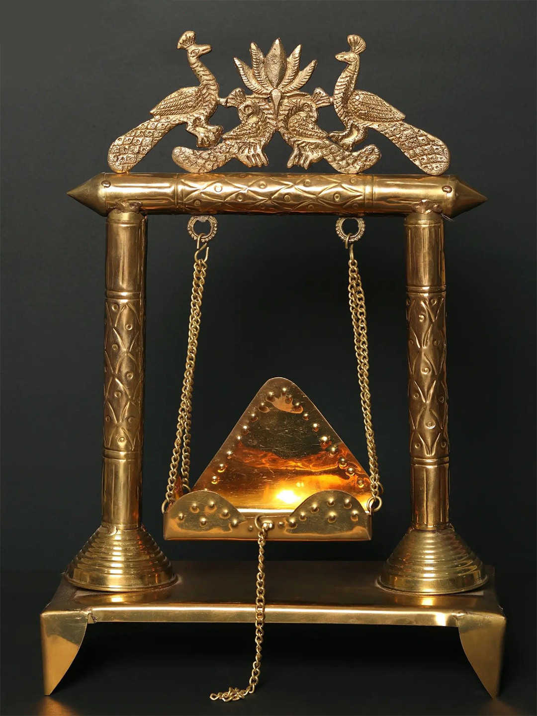 Exotic India Brass Lotus & Peacock God and Goddess Jhoola