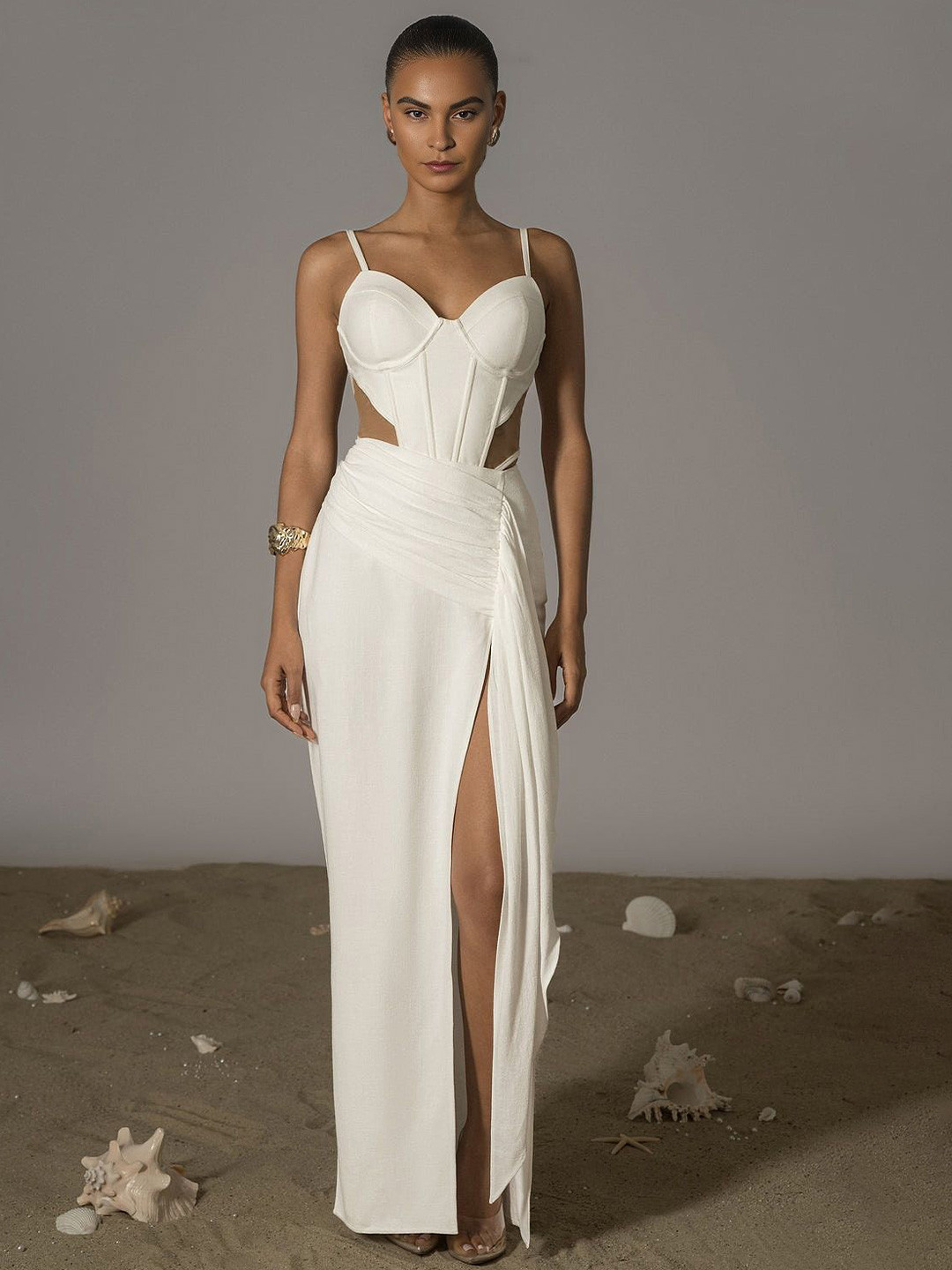 Bee Boe Pleated Drape Straight Maxi Skirts