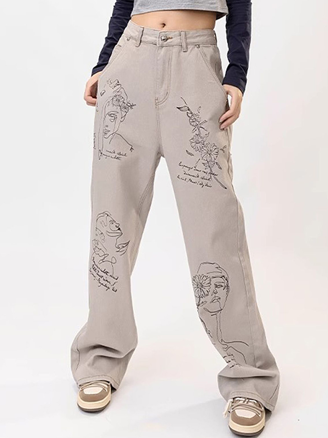 LULU & SKY Women Low-Rise Pattern Cotton Jeans