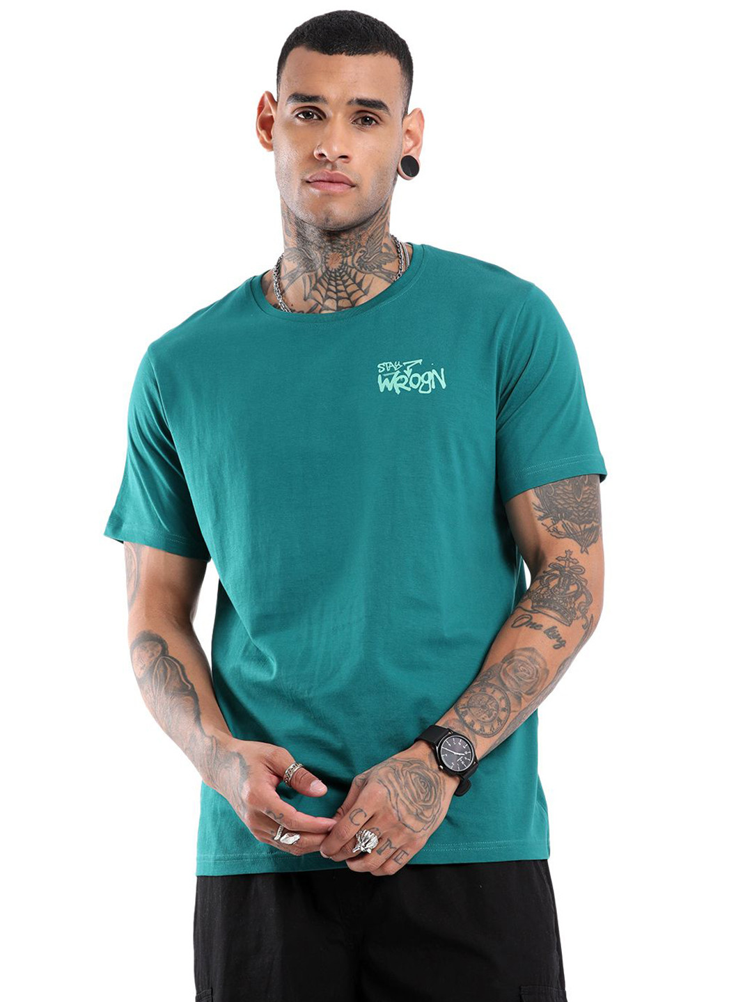 WROGN Stay Wrogn Typography Printed Slim Fit Cotton T-shirt