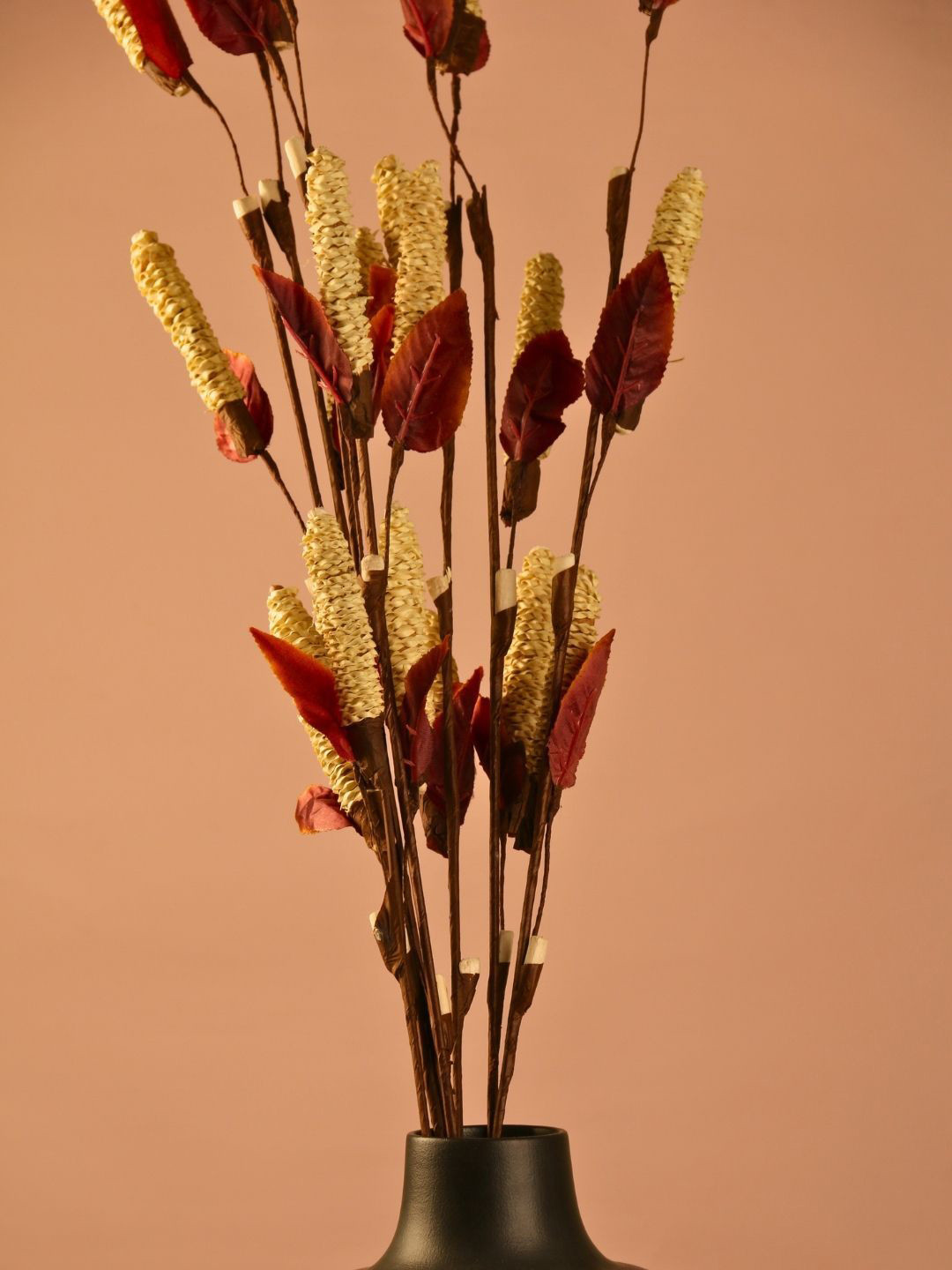 WEAVING HOMES Beige & Yellow Dried Pine Chain Flower - Artificial Flower Bunch