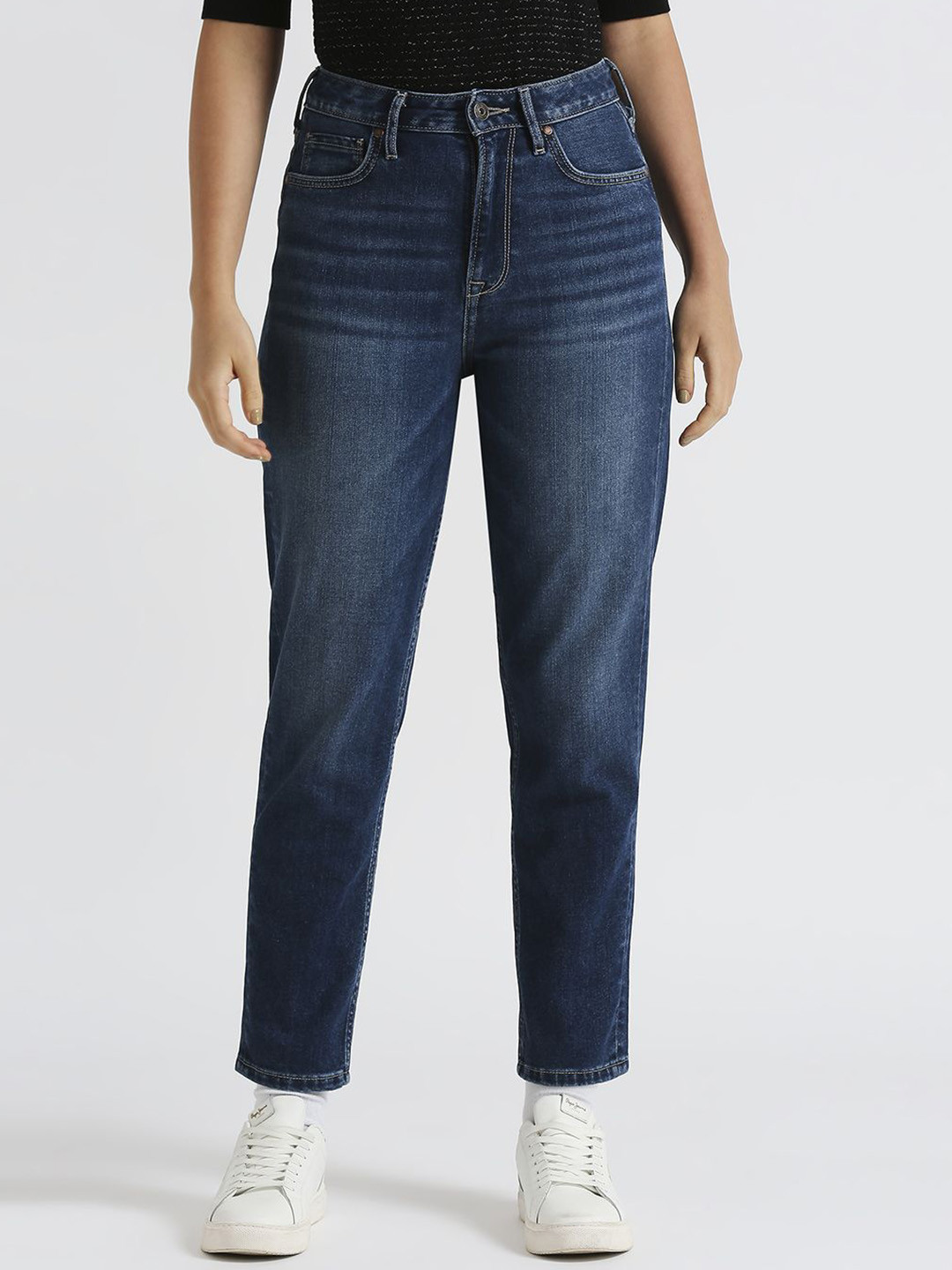 Pepe Jeans Women Tapered Fit High-Rise Light Fade Stretchable Jeans