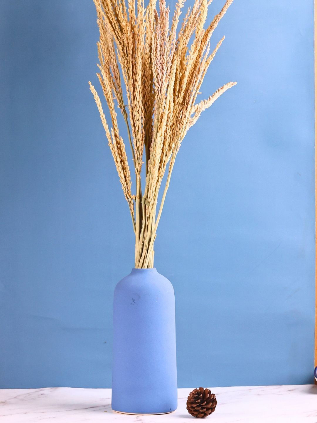 WEAVING HOMES Cream-Coloured Dried Natural Wheat Flower Bunch