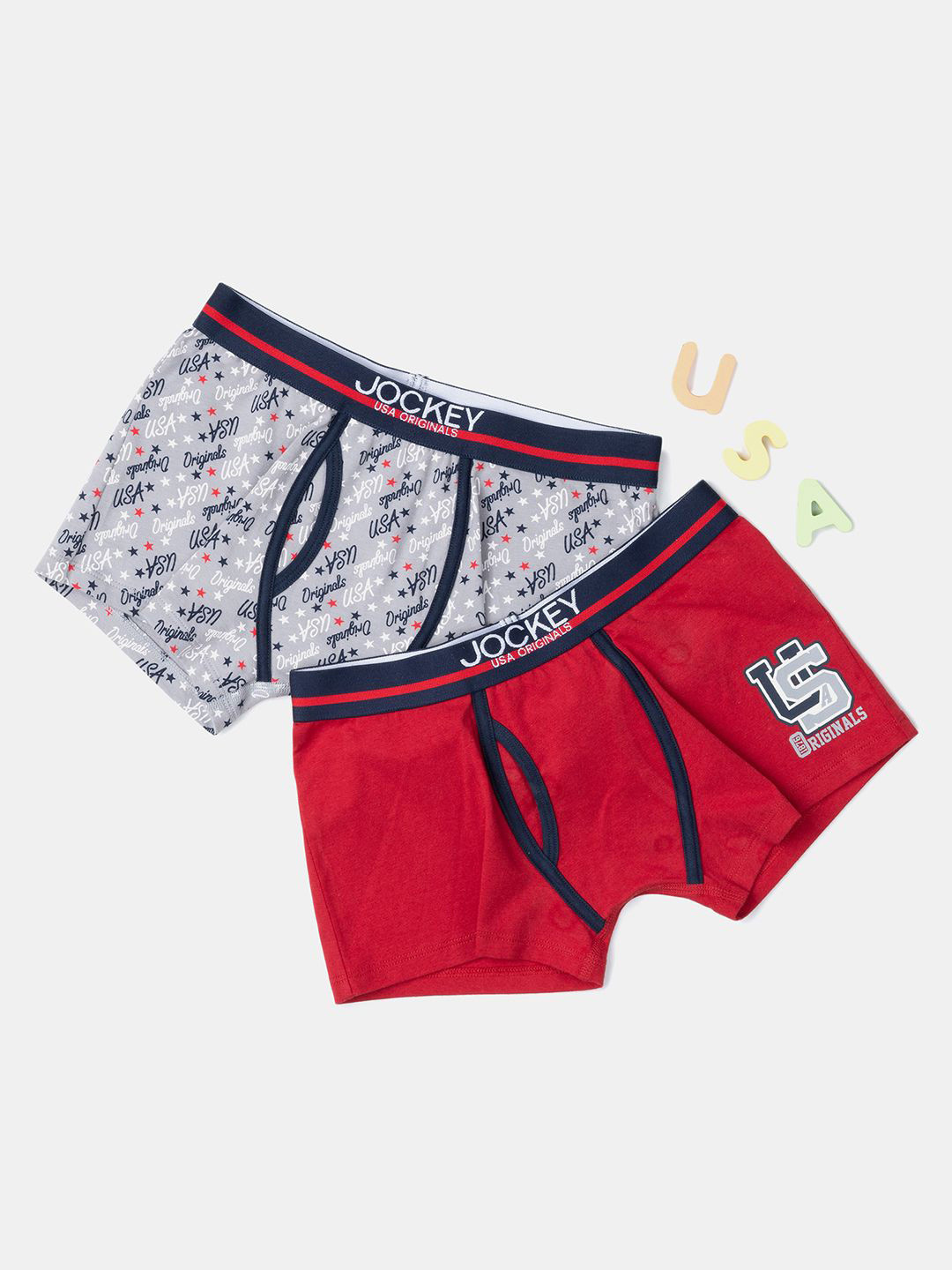 Jockey Boys Pack of 2 Super Combed Cotton Printed Trunk with Ultrasoft Waistband - UB03