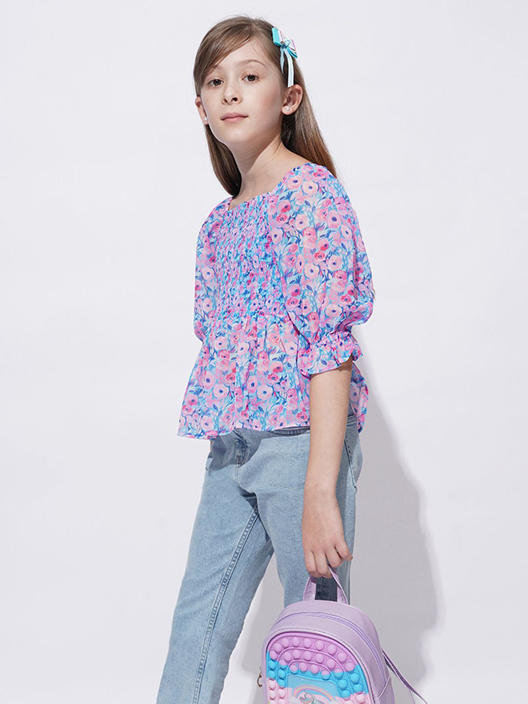 Vero Moda Girls Floral Printed Round Neck Top