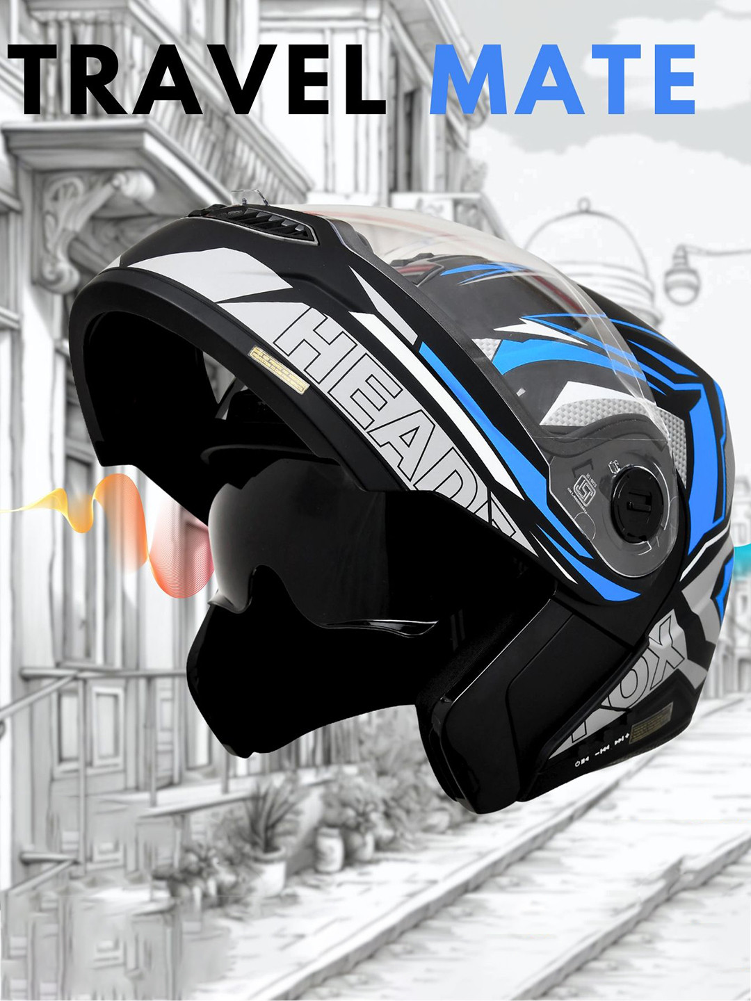 HEADFOX Metro N2 Smart Bluetooth Flashlights Calls Music Voice Asst. DV Helmet