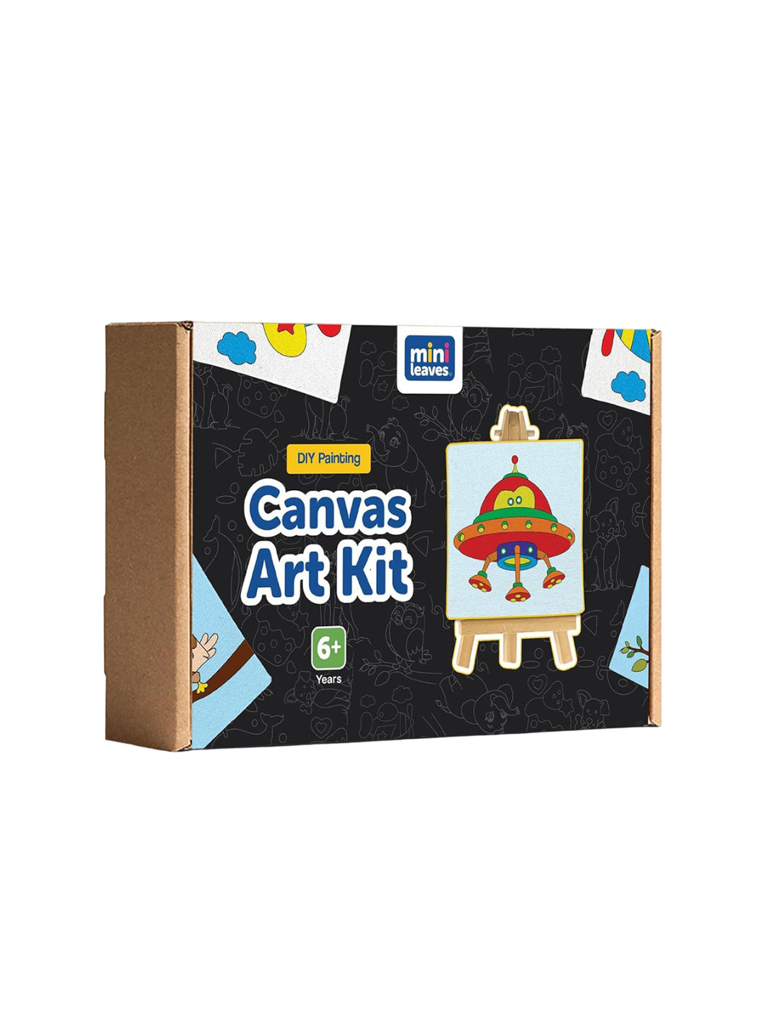 Mini Leaves Mini DIY Art & Craft Kit with Easel, Brushes, Colors for Kids 4-6 yrs