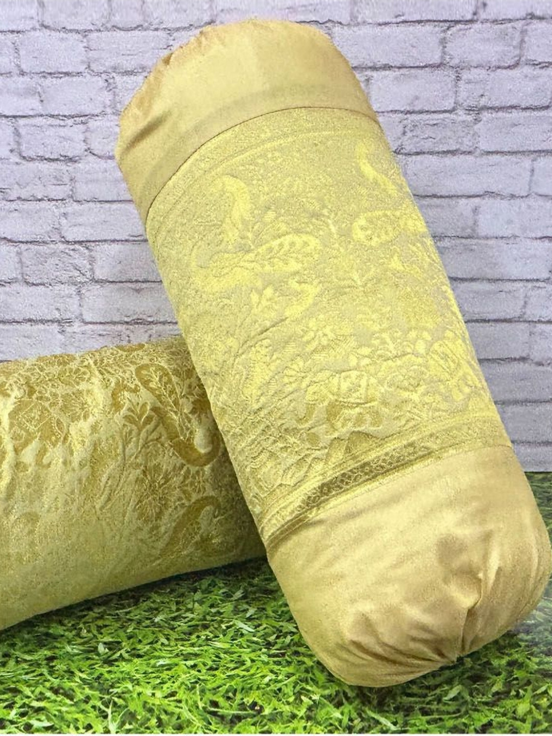 Pink Parrot Floral Polyester Durable 2 Pcs Textured Cylindrical Cushion Covers -16x30In