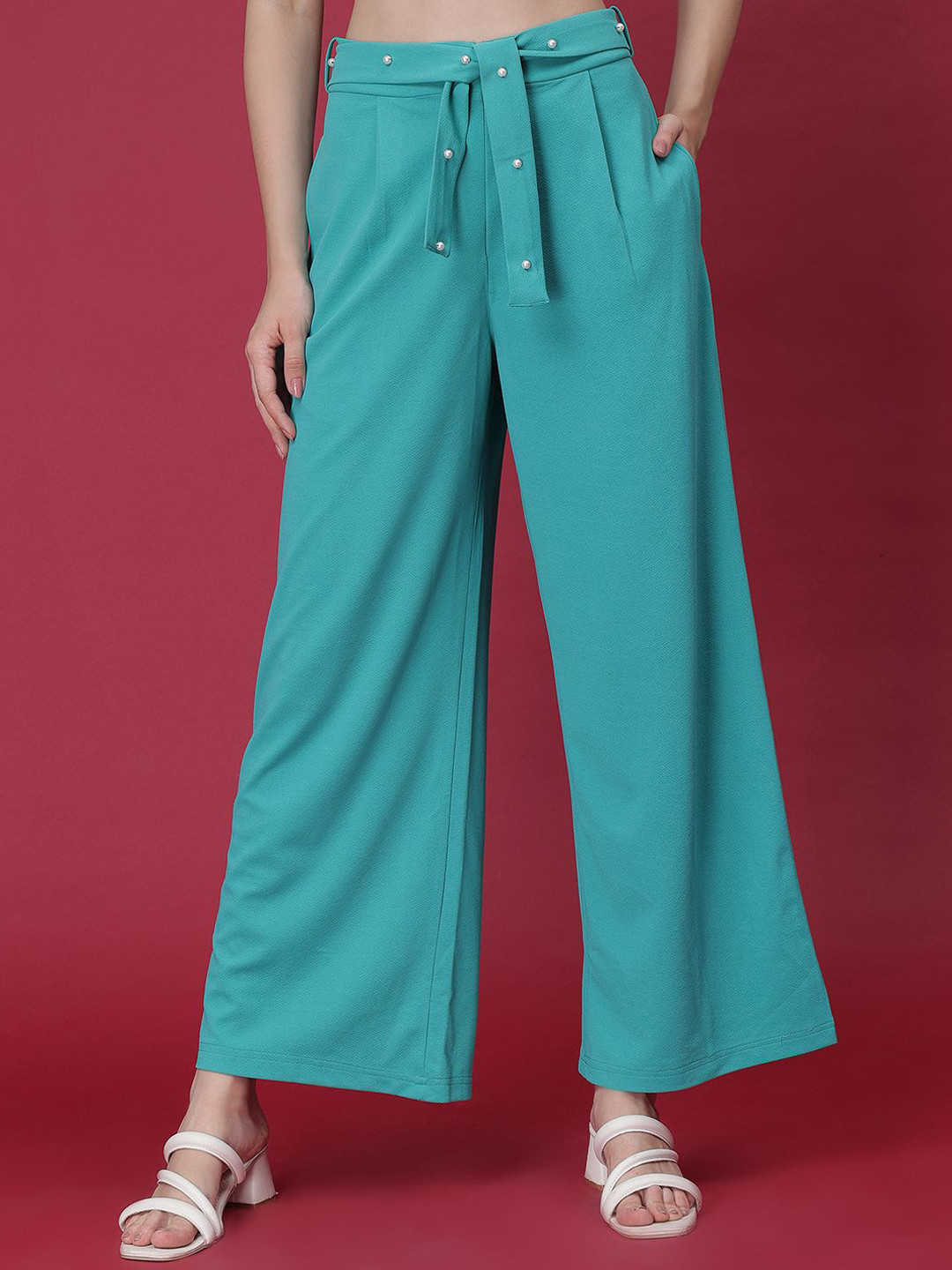 Frolic Rolic Polyester Embellished Belt Parallel Trouser
