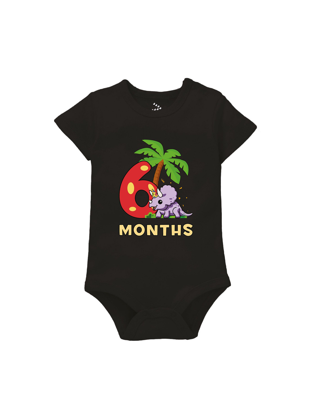 Zeezeezoo Infants 6 Months Birthday Dinosaur Printed Cotton Bodysuit