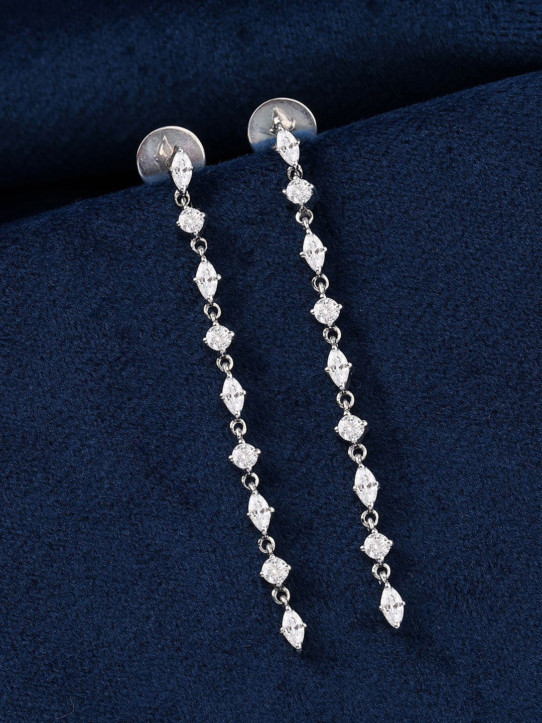 Ornate Jewels 925 Sterling Silver American Diamond Starry Night Dangle Earrings