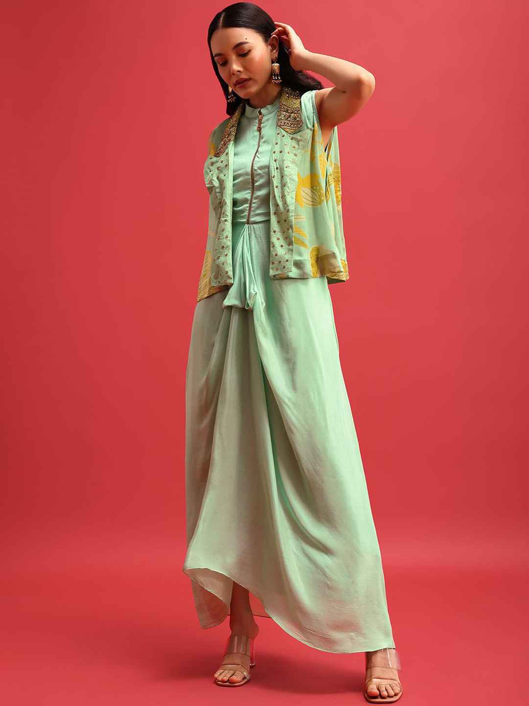 KALKI Fashion Ethnic Dresses With Embroidered Jacket