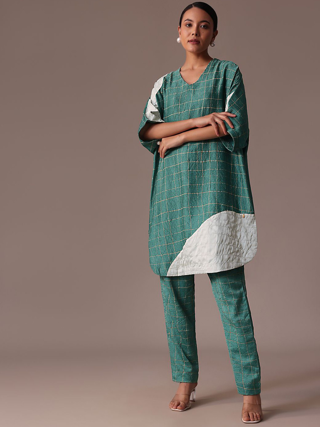 KALKI Fashion Block Print Organic Cotton Tunic With Trouser Co-Ords