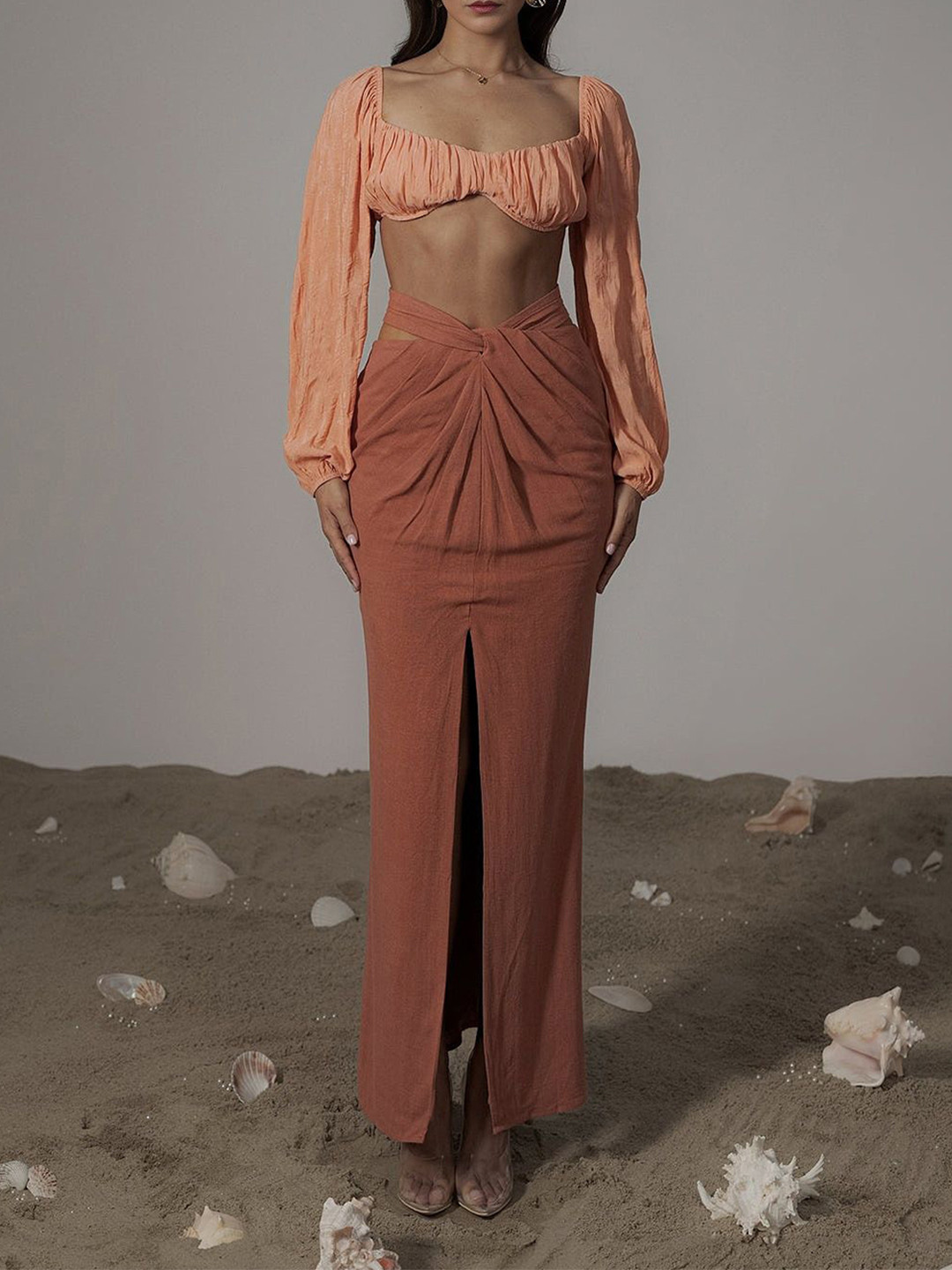 Bee Boe Crossover Cutout Pencil Maxi Skirt