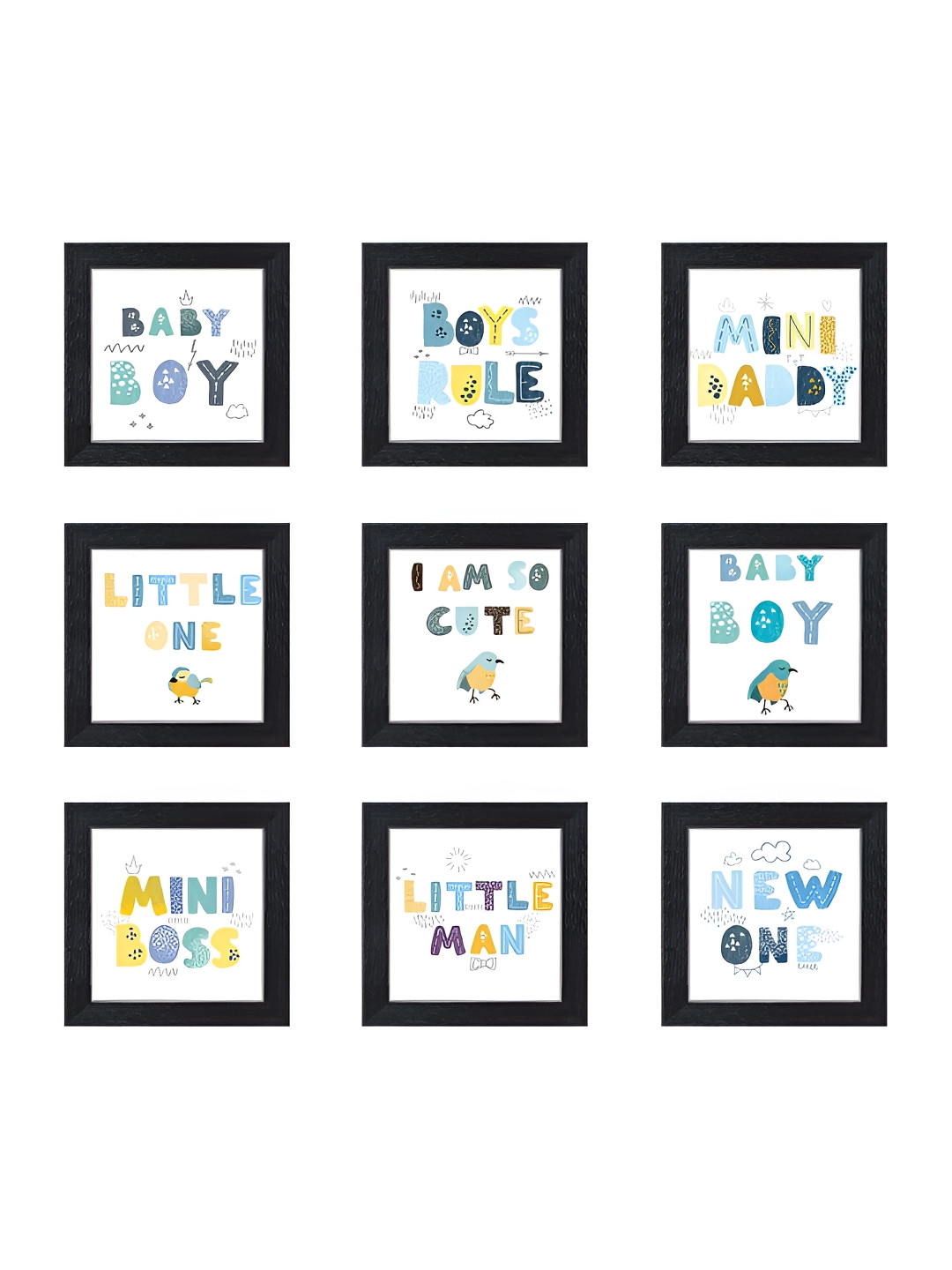 RANDOM 9 Pieces Wall Square Paintings Wall Art -17 x 17In