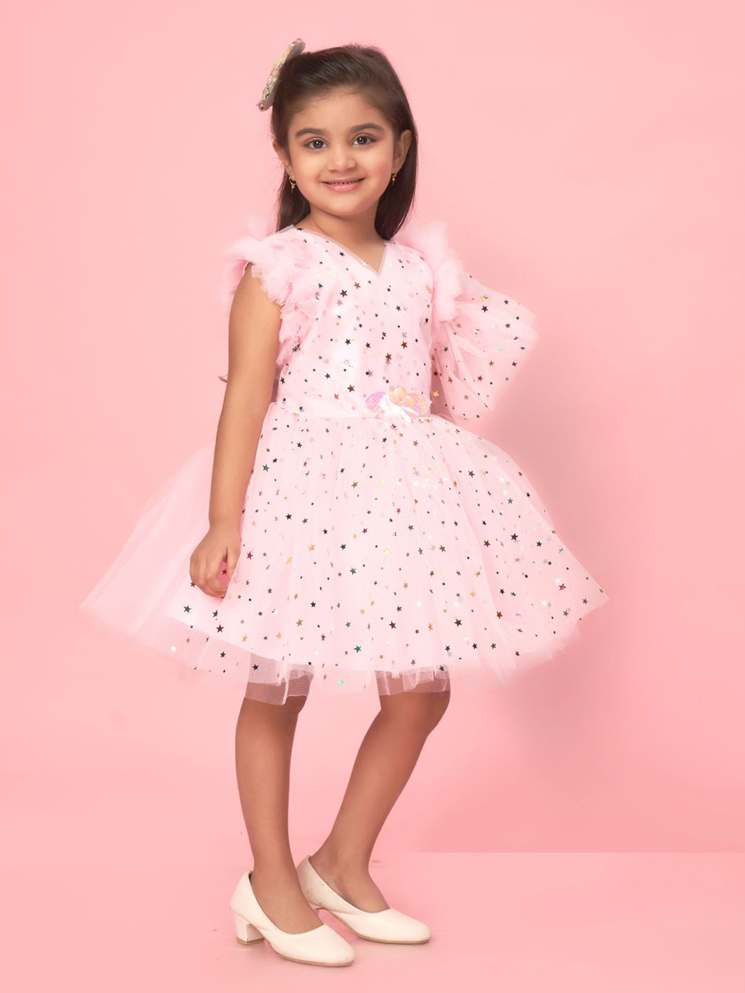 BAESD Polka Dot Print Net Fit & Flare Dress