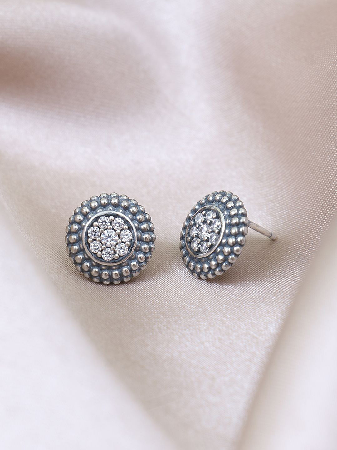 House of Pataudi 925 Sterling Silver Stones Studded Studs