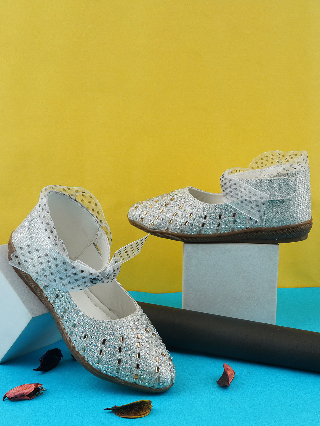 BAESD Girls Bow Detail Embellished Mary Janes