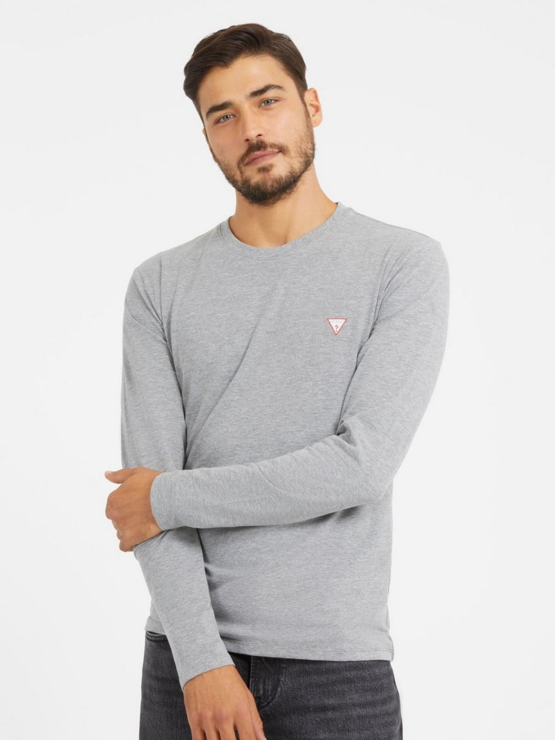 GUESS Men Henley Neck Extended Sleeves Pockets T-shirt