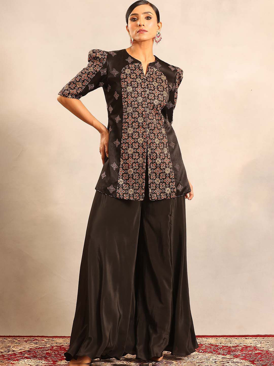 Sejal Kamdar Embellished Peplum Jacket With Flare Palazzos Co-Ord Set