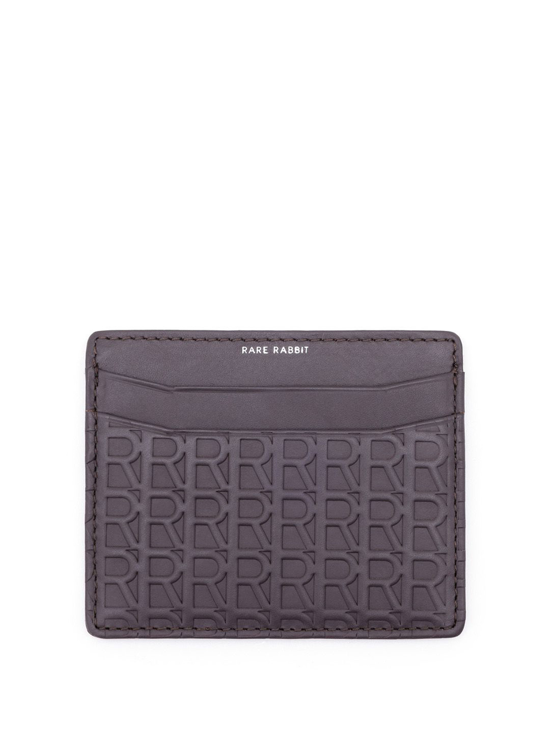 RARE RABBIT Men Leather Embossed Monogram Card Holder