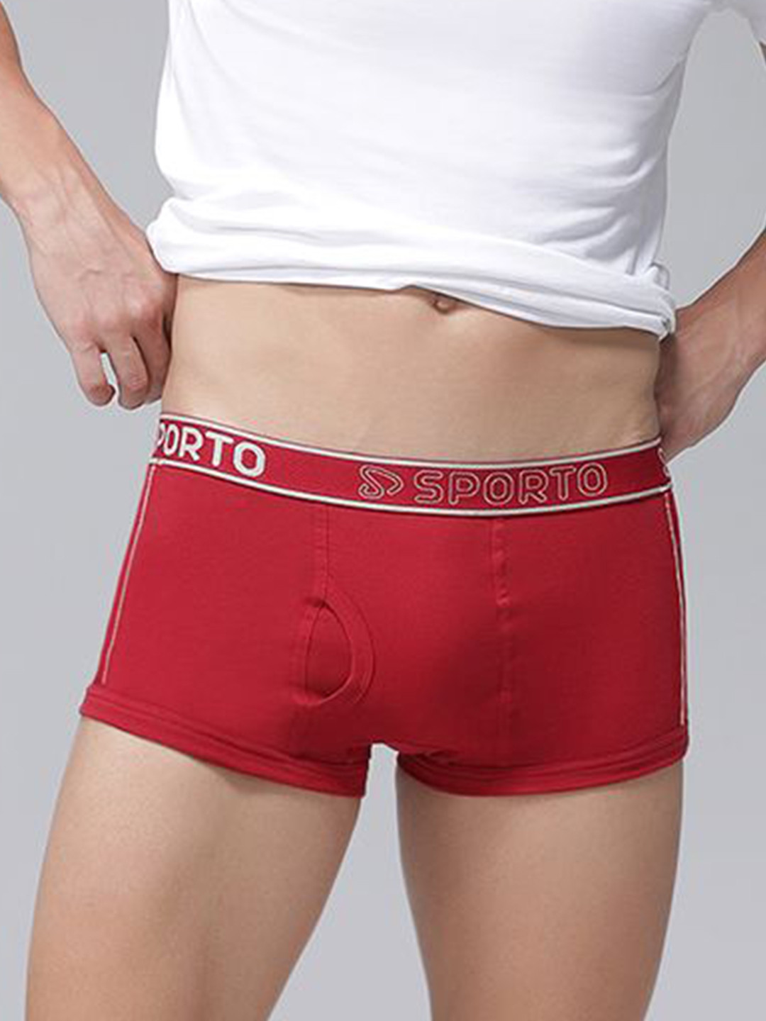 SPORTO Men Cotton Trunk SP-TR-M1022-RED-XL-1PC-Red