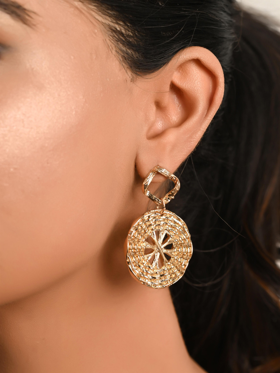 Raf the label Gold-Plated Circular Drop Earrings