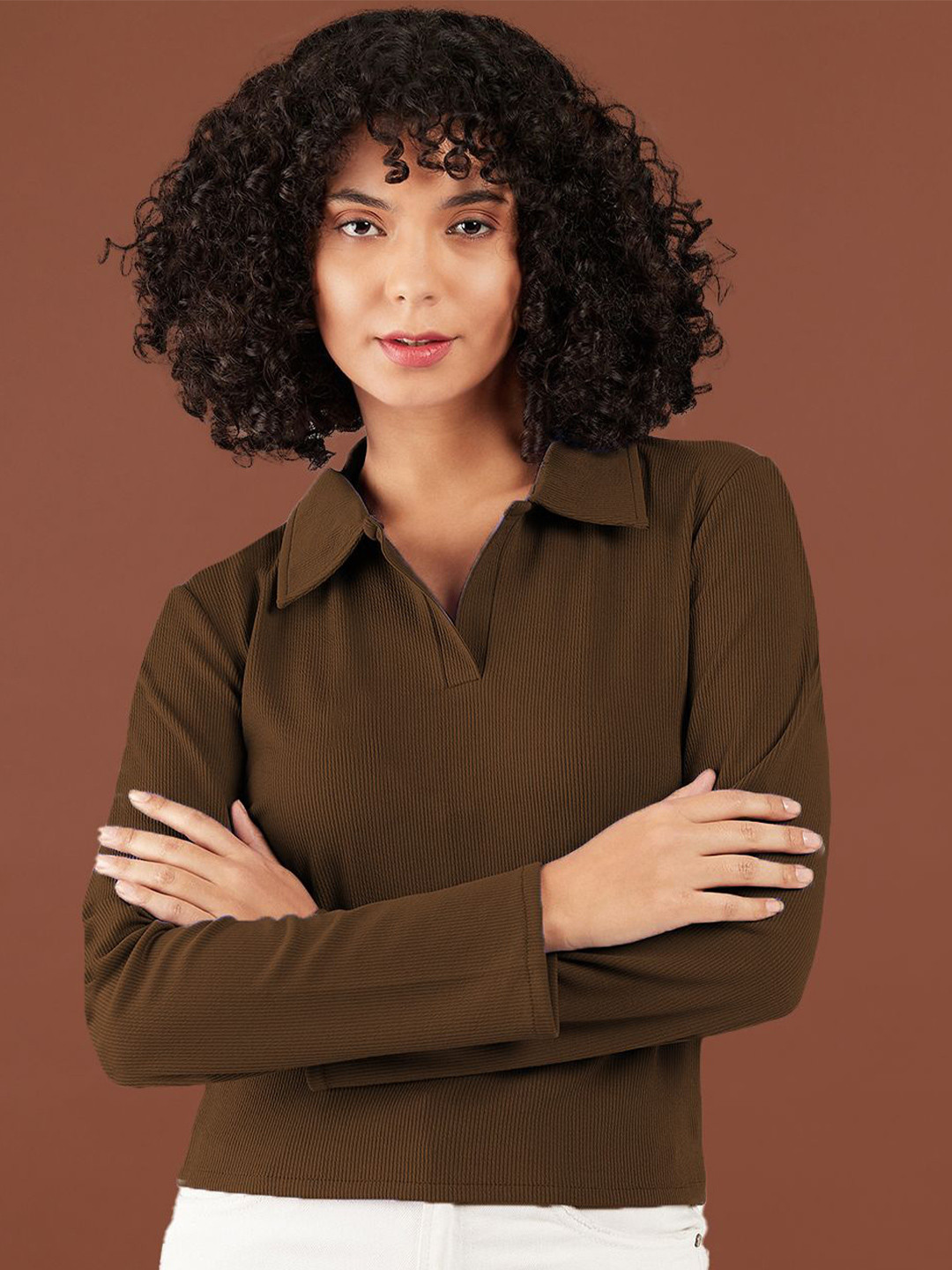 Athena Immutable Women Ribbed Polo Collar T-shirt