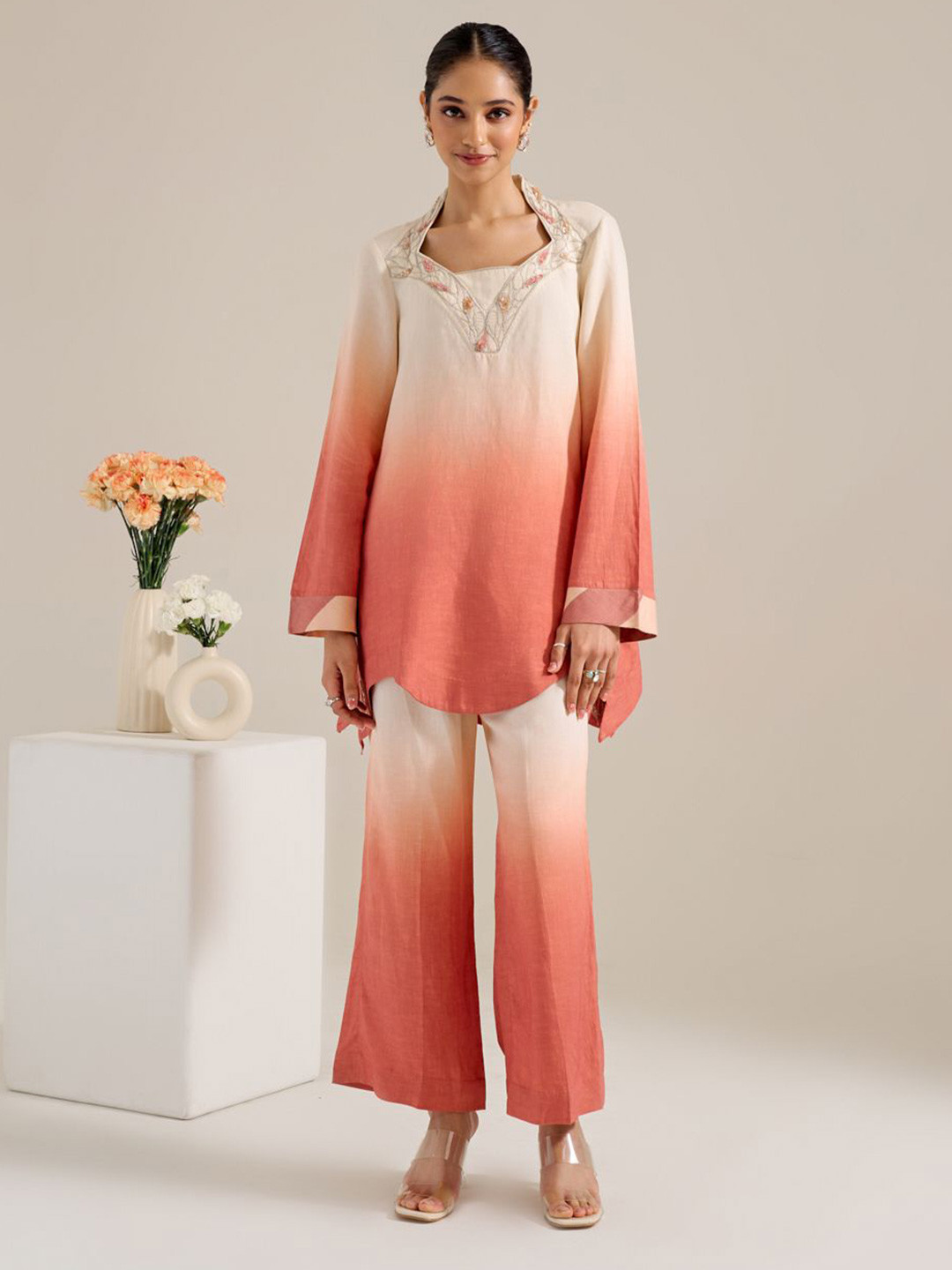 Siyona by Ankurita Embellished Top With Trouser Co-Ords Set