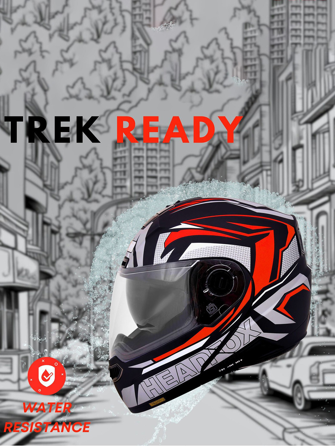 HEADFOX Metro N2 Smart Bluetooth Flash Lights Calls Music Voice Asst. DV Helmet