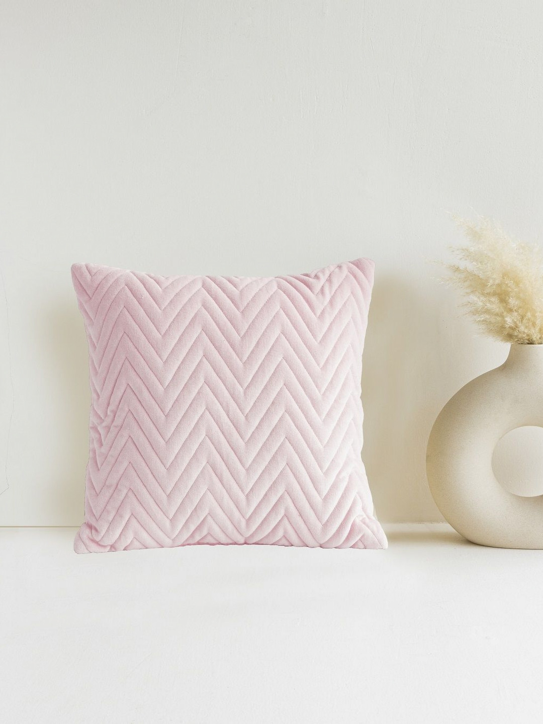 HOMEMONDE Light-Weight Geometric Polyester Silk 2 Pcs Textured Cushion Covers -16x16In