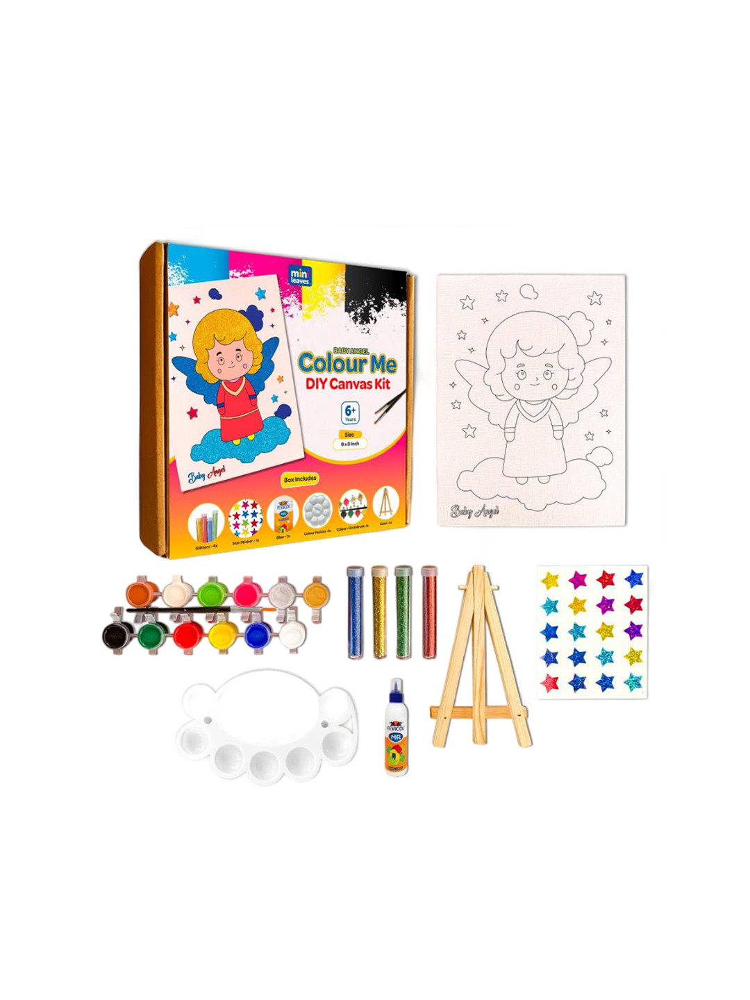 Mini Leaves DIY Canvas Art Kit Princess Theme