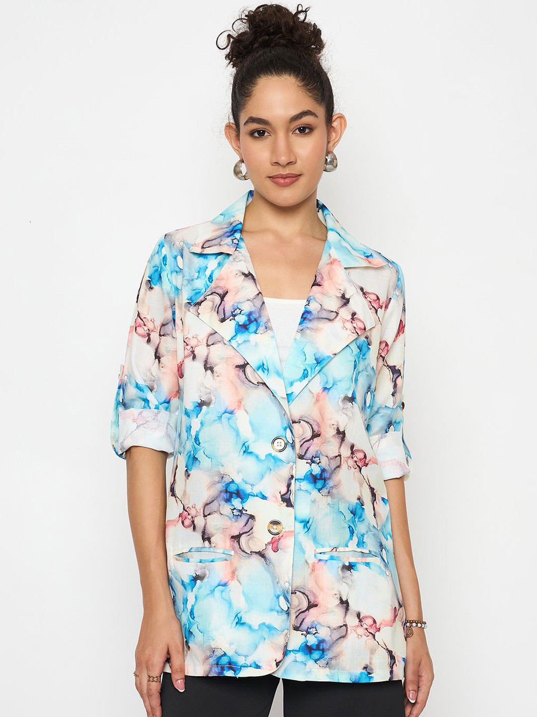 Color Cocktail Printed Single-Breasted Blazer