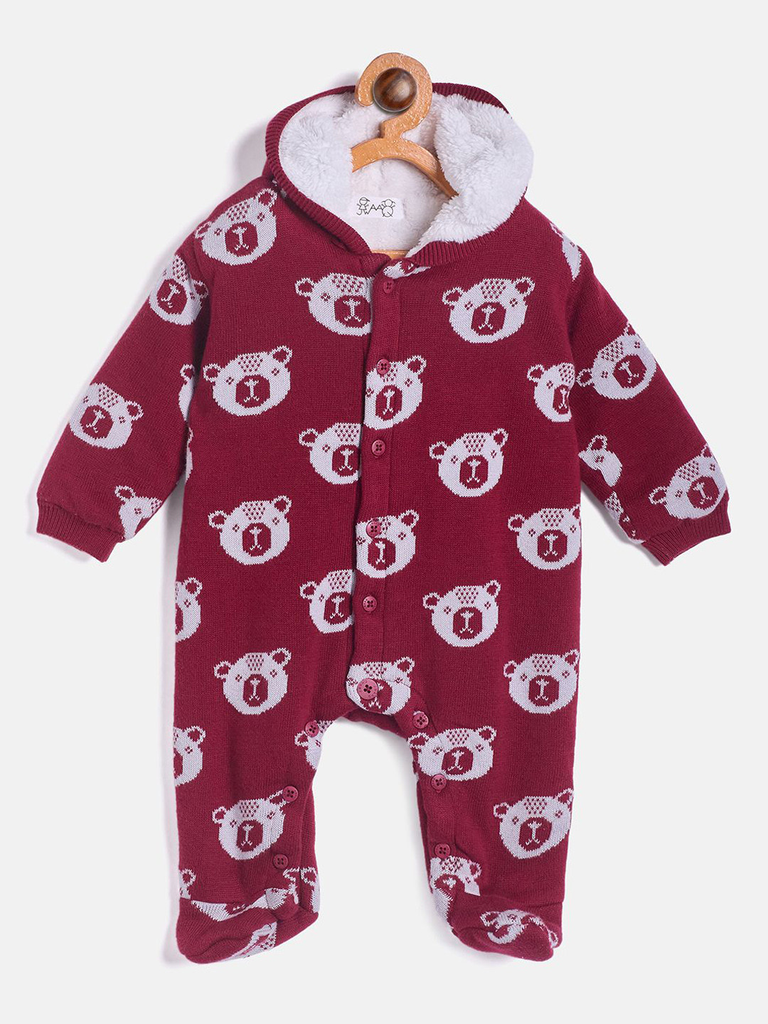 JWAAQ Infants Printed Winter Romper With Fur Lined