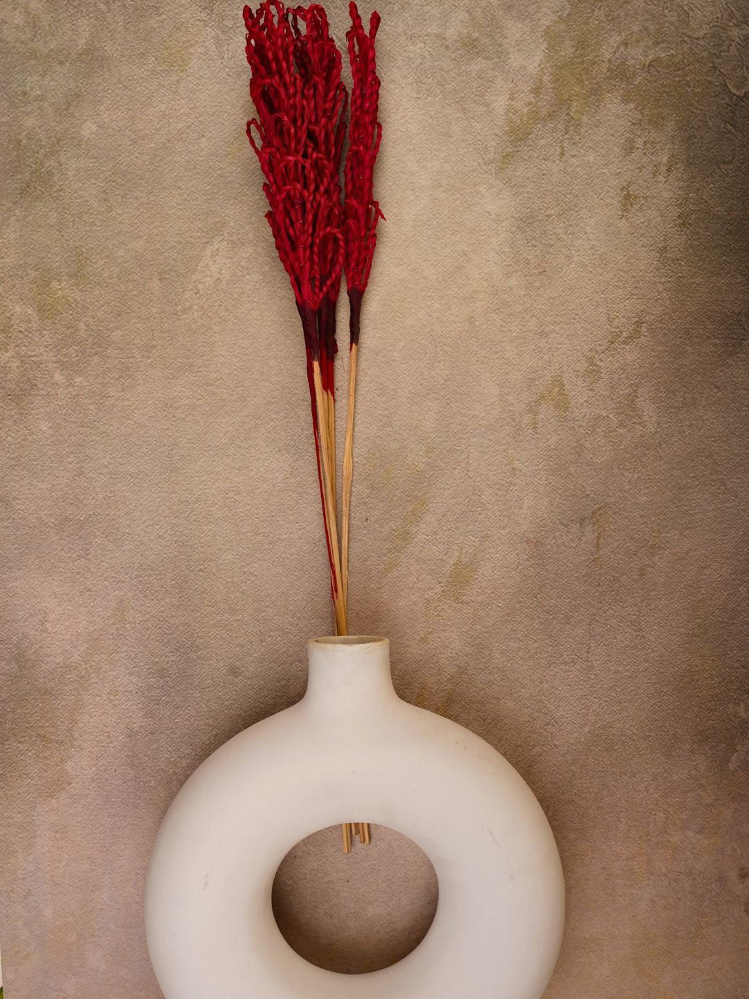WEAVING HOMES Red Red Beaded Artificial Flower Bunch