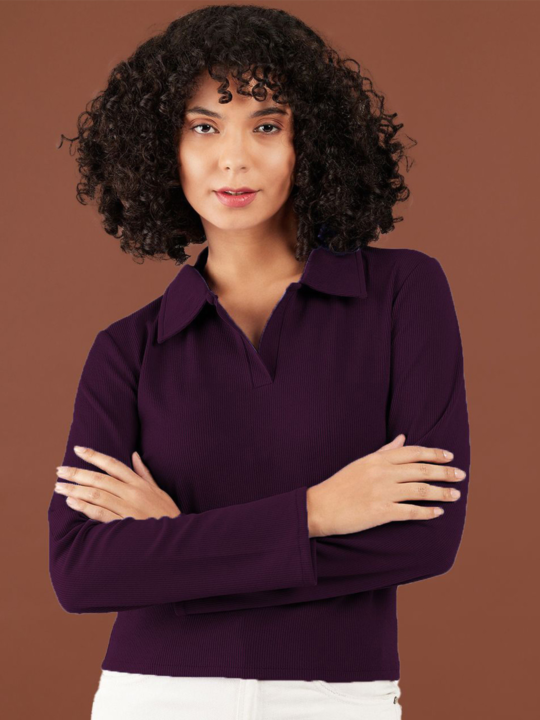 Athena Immutable Women Ribbed Polo Collar T-shirt