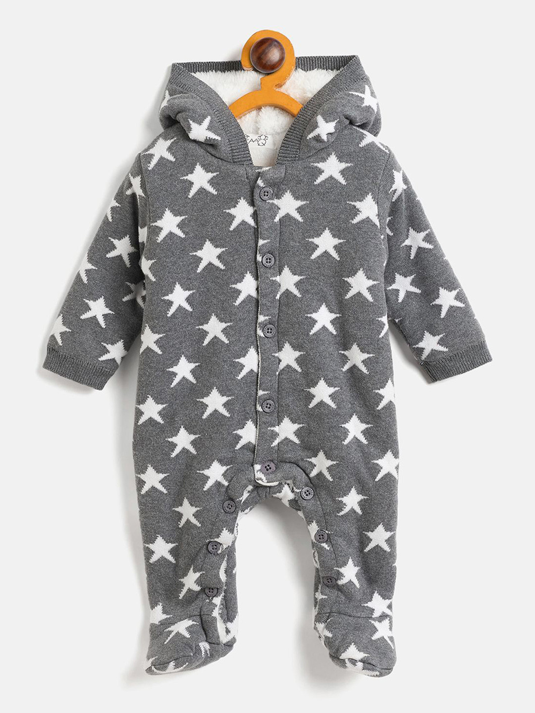 JWAAQ Infants Printed Winter Romper With Fur Lined