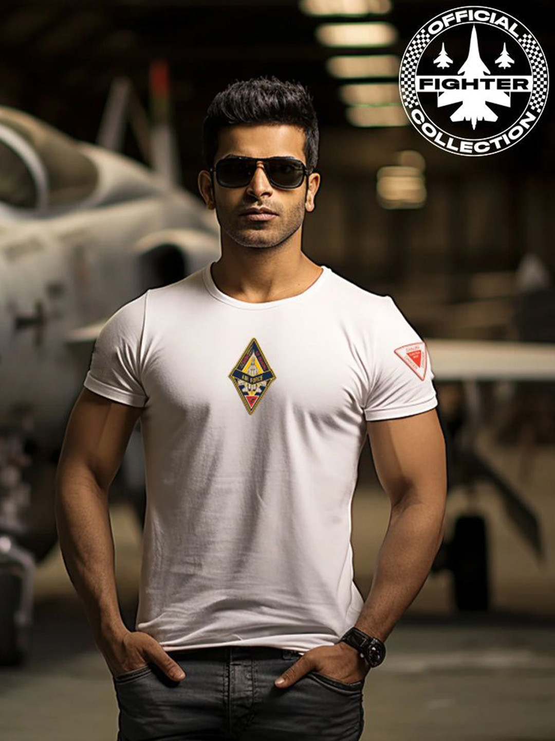 Ascend 47 Unisex Printed V-Neck Applique T-shirt