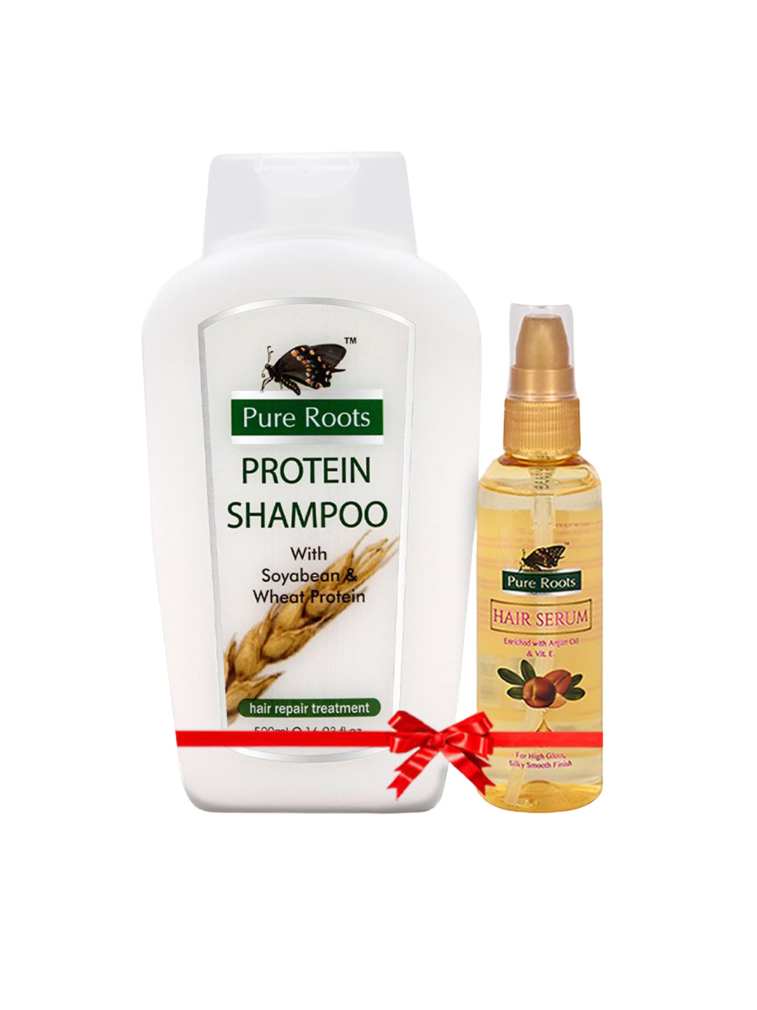 pure roots Set of Protein Shampoo & Hair Serum - 500ml + 100ml
