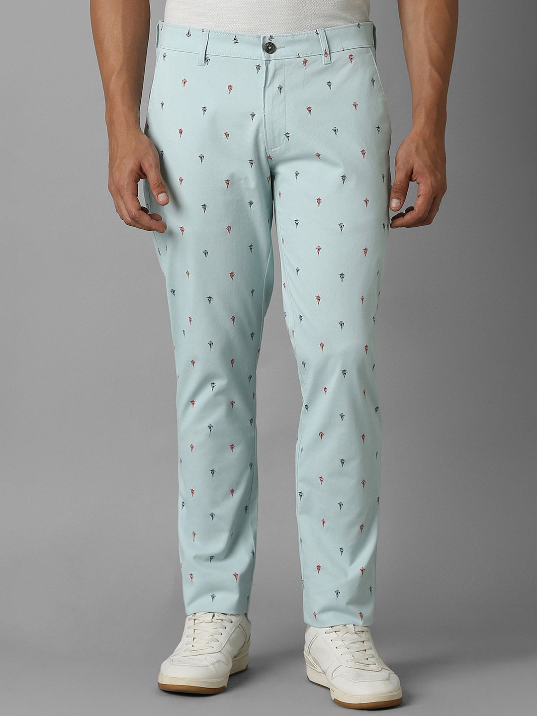 Louis Philippe Sport Men Polka Dot Printed Slim Fit Trousers