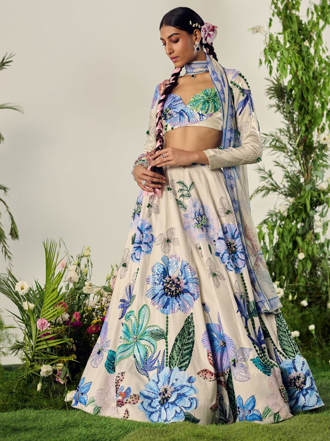 Payal & Zinal Embellished Beads and Stones Ready to Wear Lehenga Blouse With Dupatta