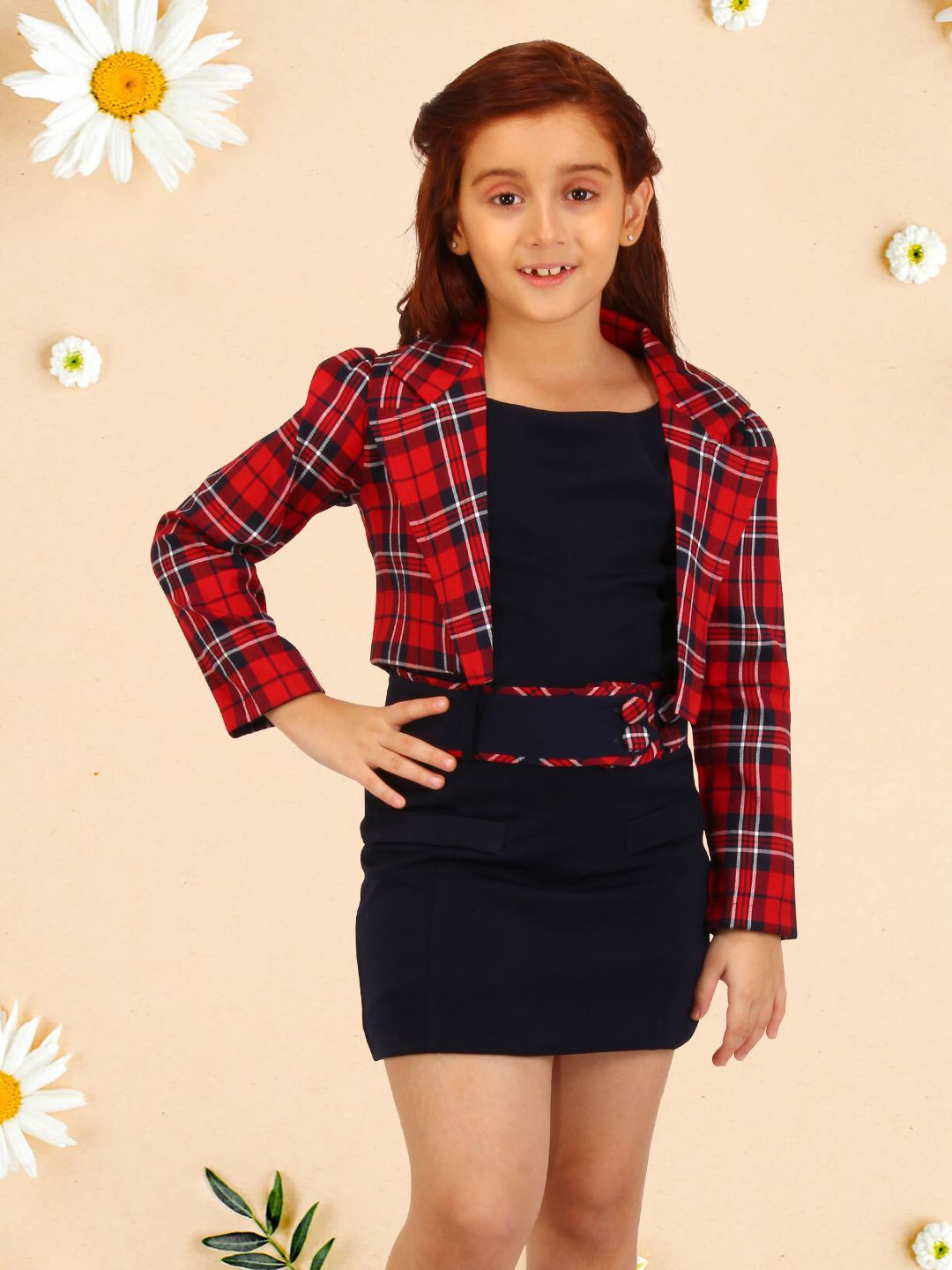 CUTECUMBER Checked Applique Sheath Dress