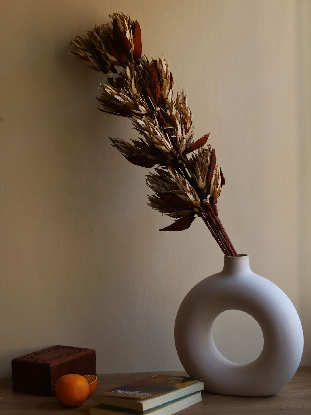 WEAVING HOMES Rust Petal Preserves Artificial Flower Bunch