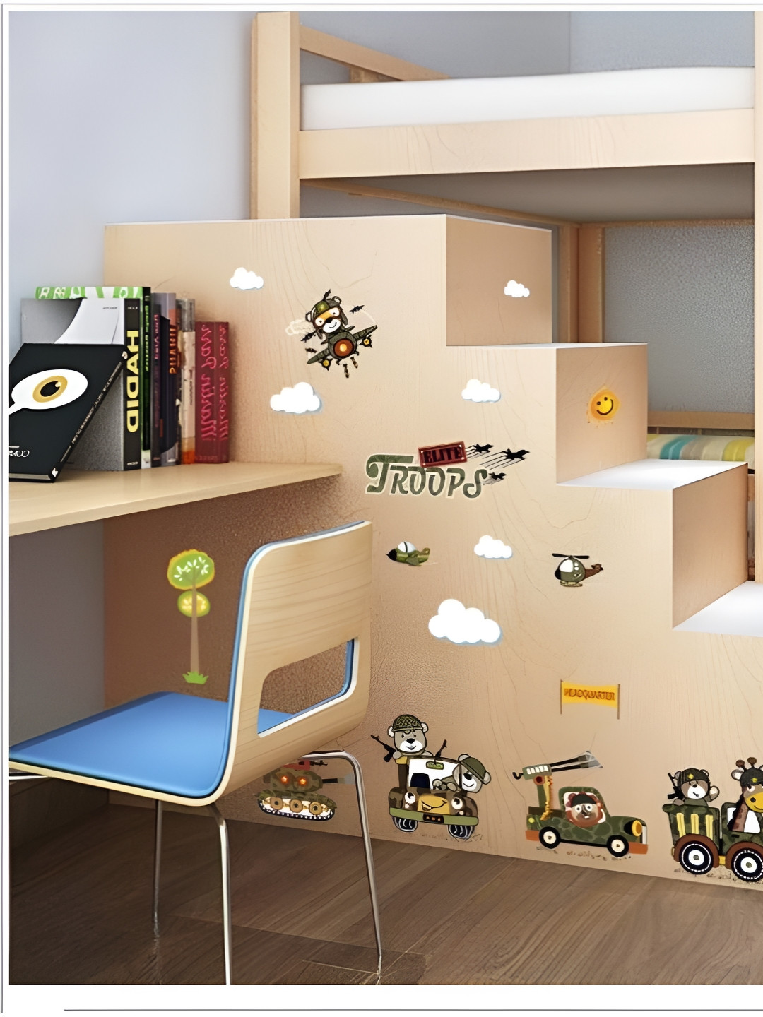 Jaamso Royals Yellow & Green 3D Printed Self Adhesive Wall Sticker