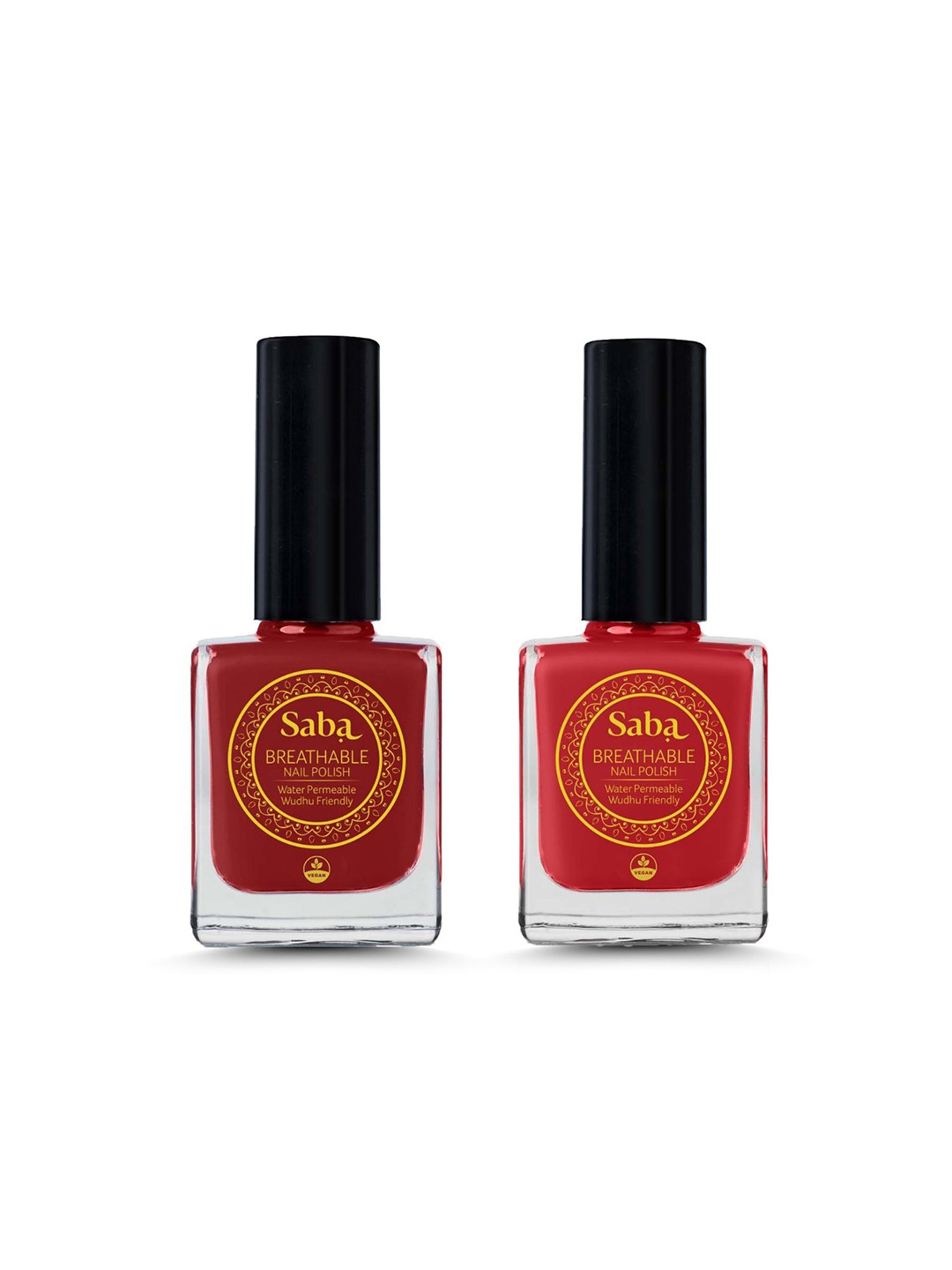 Saba Set Of 2 Breathable Nail Polish 12Ml - Rouge Red & Dark Fantasy