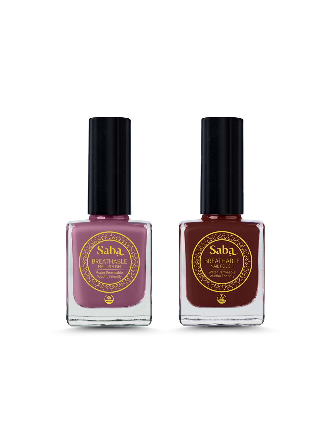 Saba Set Of 2 Breathable Nail Paint -Burnt Rose - Mahogany -12 ml Each