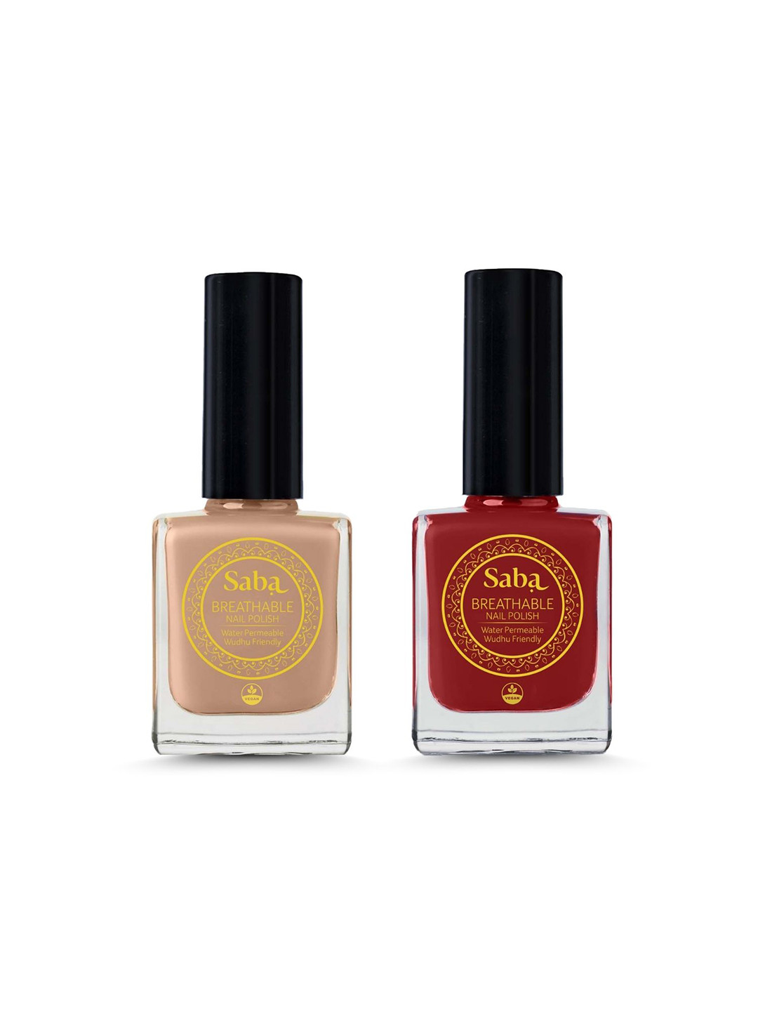 Saba Set Of 2 Breathable Nail Polish 12Ml - Peach Play & Rouge Red