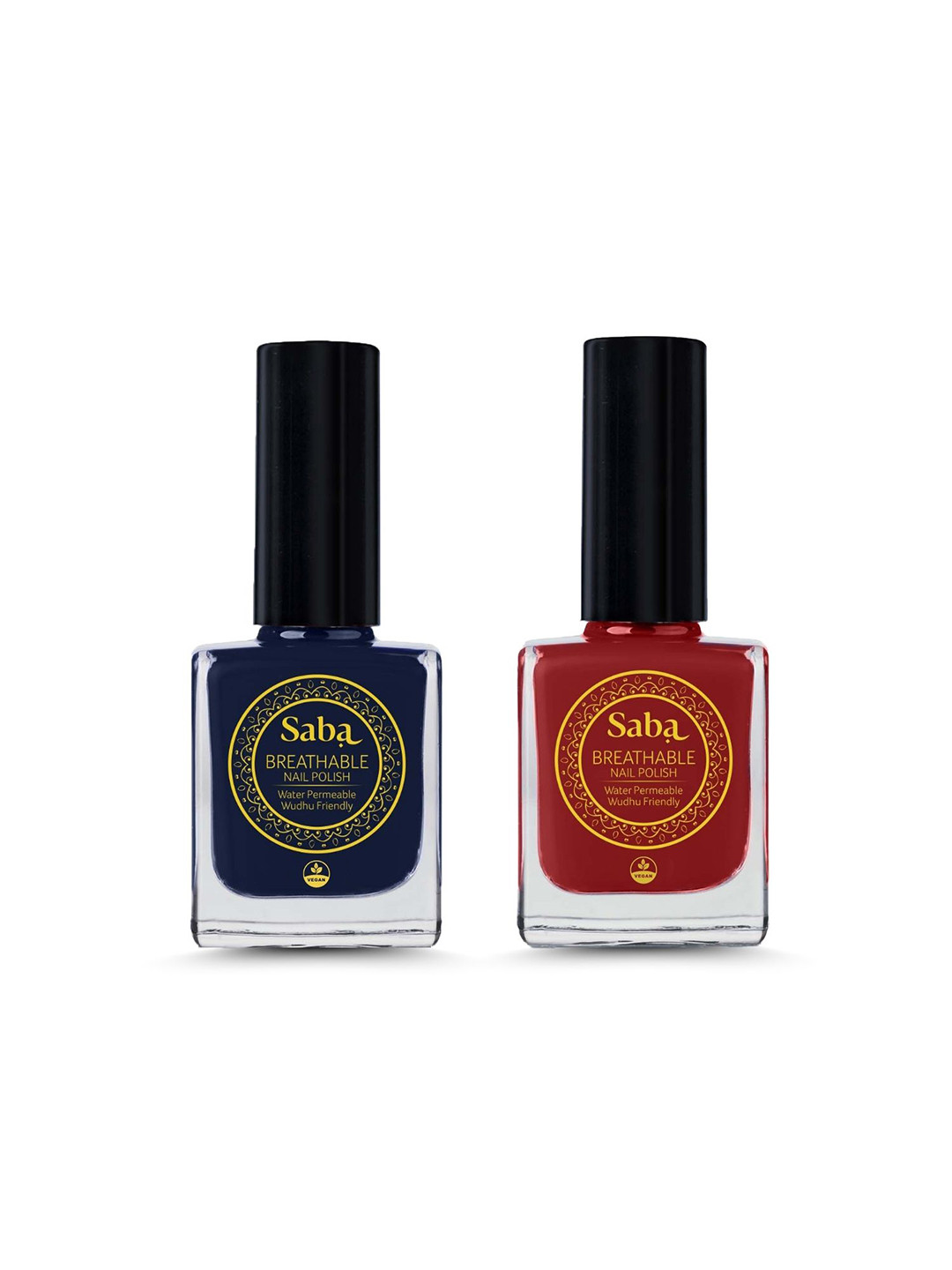 Saba Set Of 2 Breathable Nail Polish 12Ml - Rouge Red & Russian Blue